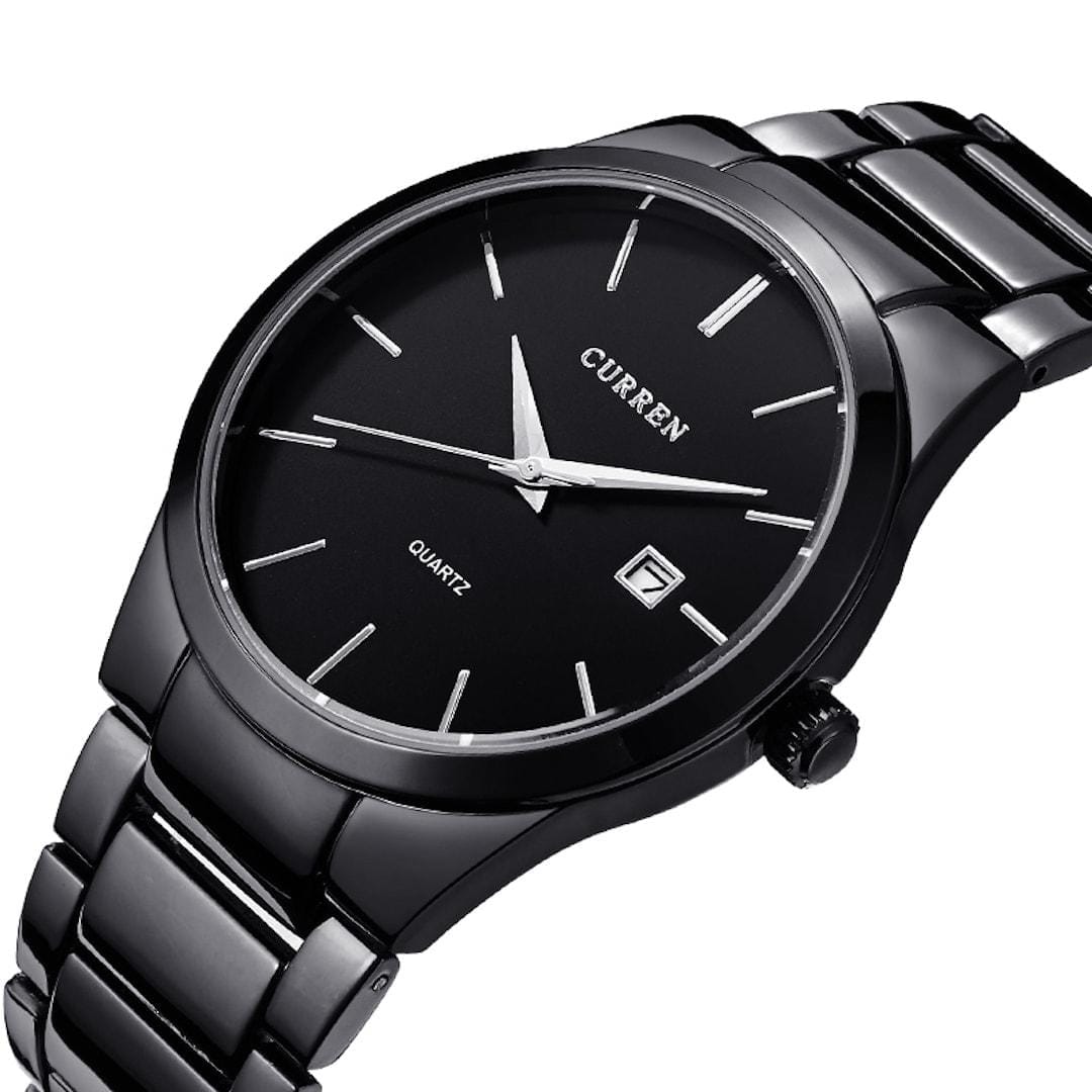Orologio uomo Curren Elegance Black/Black in vista frontale.