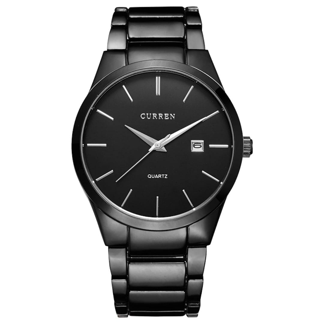 Orologio uomo Curren Elegance Black/Black con quadrante nero e cinturino in metallo.