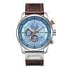 Orologio uomo Curren Chronograph Silver/Blue con quadrante blu e cassa argentata.