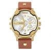 Orologio uomo Cagarny Mr. Big Brown/Gold Leather vista frontale