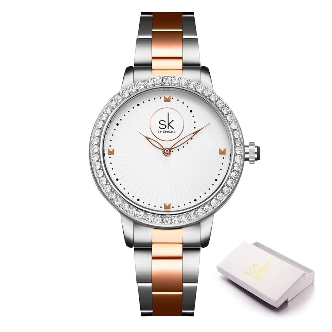 Orologio donna SK Shengke Crystal White