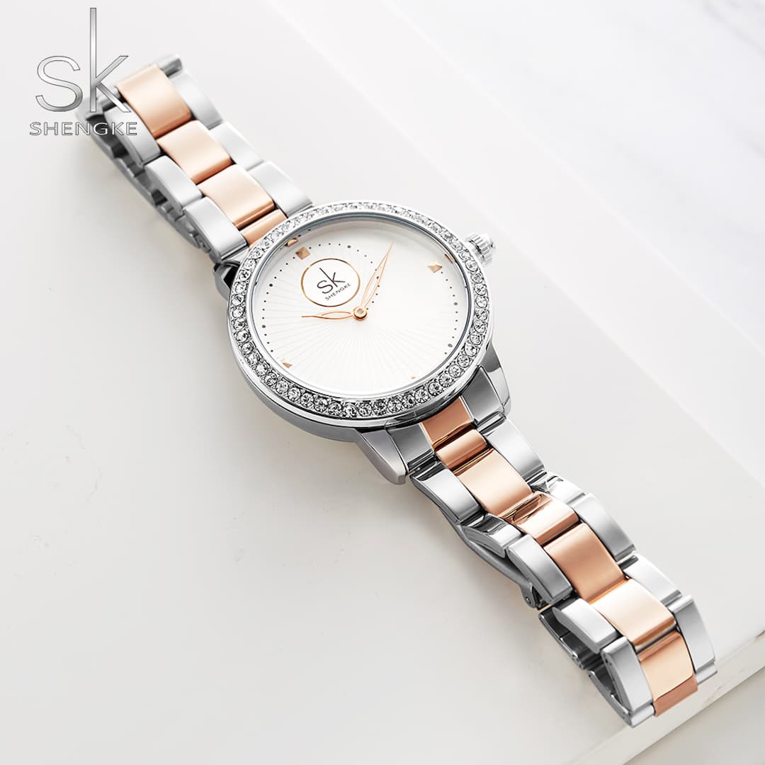 Orologio donna SK Shengke Crystal White