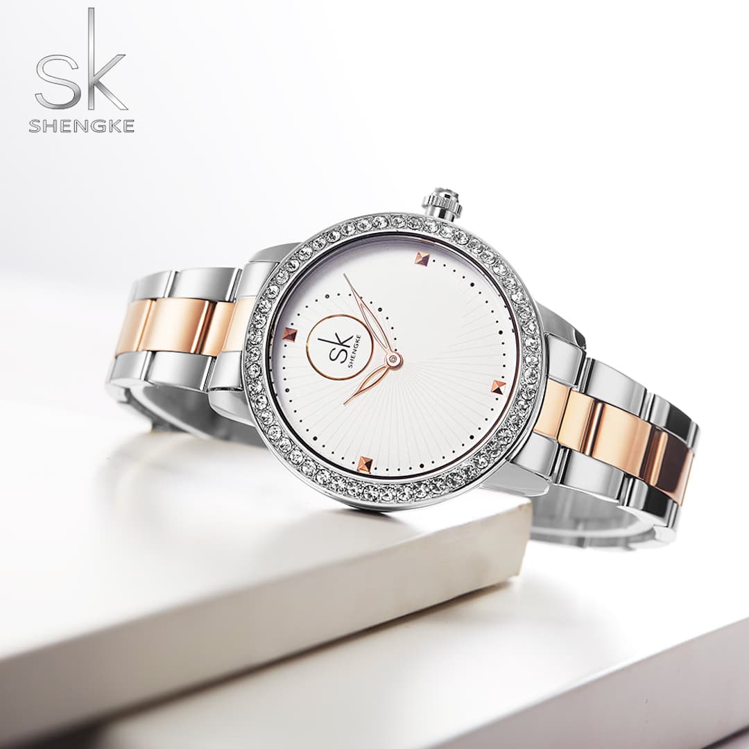 Orologio donna SK Shengke Crystal White