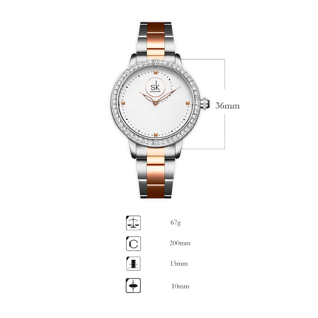 Orologio donna SK Shengke Crystal White - immagine 3