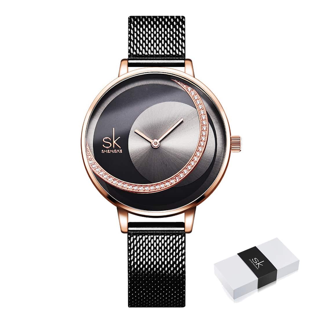 Orologio donna SK Shengke Elliptical Black/Gold