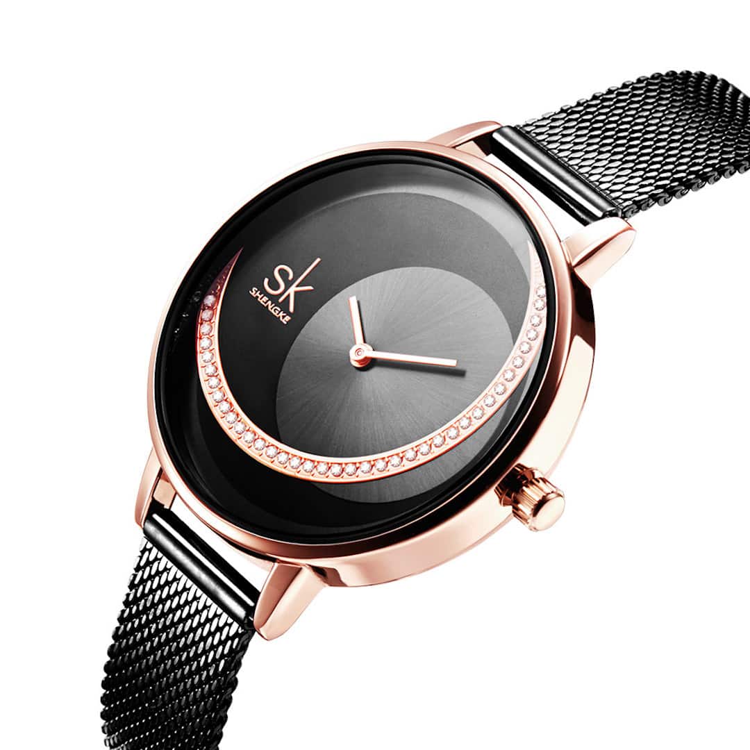 Orologio donna SK Shengke Elliptical Black/Gold
