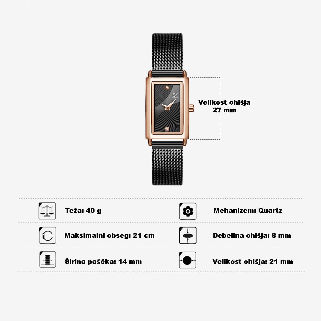 Orologio donna SK Shengke Square Black