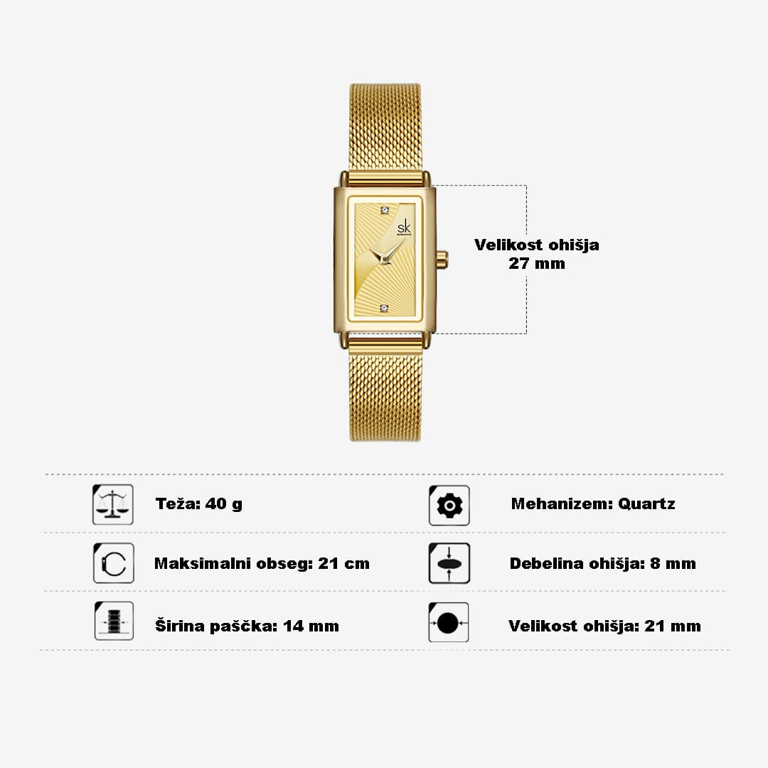 Orologio donna SK Shengke Square Gold