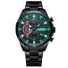Orologio uomo Curren Chronografo Red con quadrante verde e rosso e cinturino in metallo.