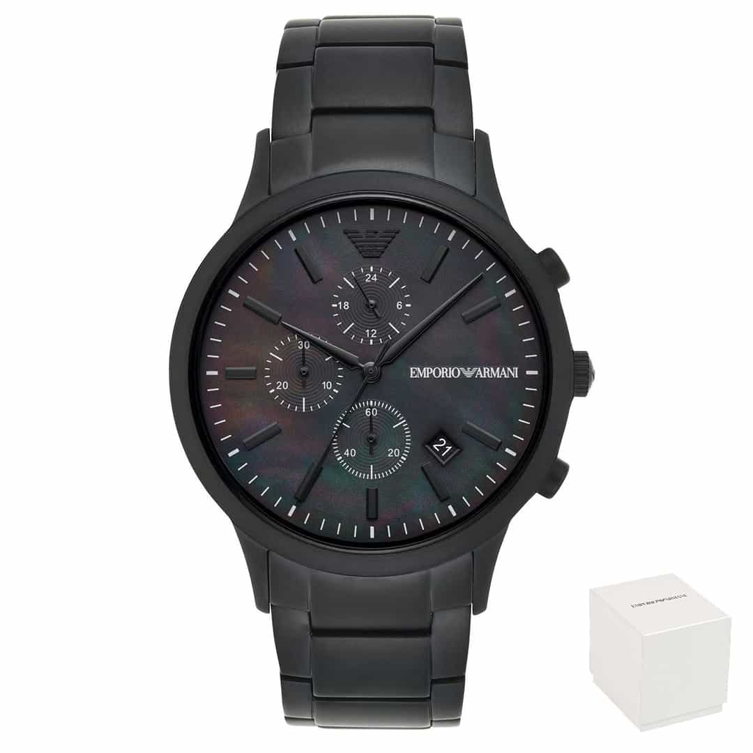 Orologio uomo Emporio Armani Renato AR11275 in colore nero opaco.<br>