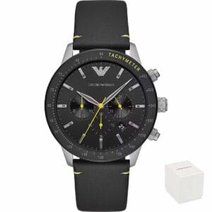 Orologio uomo Emporio Armani AR11325 con quadrante nero e cinturino in pelle.