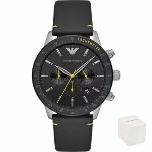 Orologio uomo Emporio Armani AR11325 con quadrante nero e cinturino in pelle.