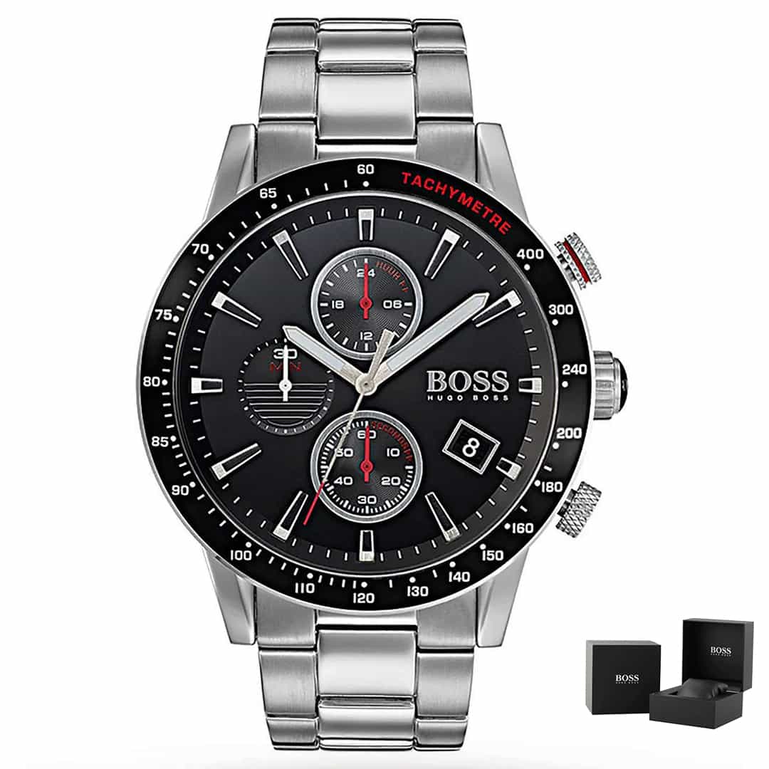 Orologio uomo Hugo Boss Rafale 1513509 con cronografo e cinturino in metallo.