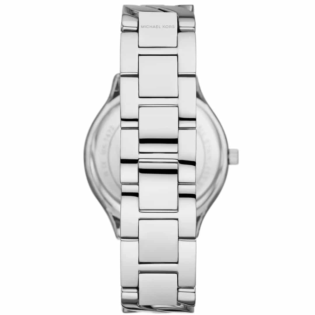 Parte posteriore del bracciale dell’orologio donna Michael Kors MK7473 con incisione sulla chiusura