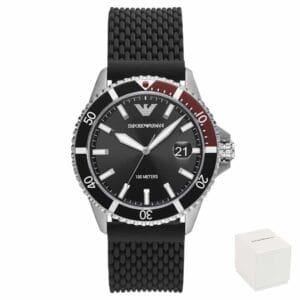 Orologio uomo Emporio Armani AR11341 Diver con lancette luminescenti e cinturino in silicone nero