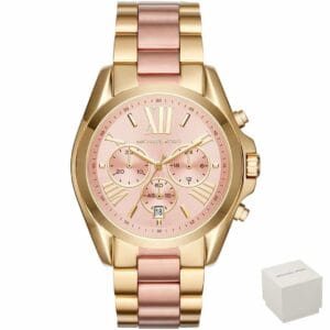 Orologio donna Michael Kors Bradshaw MK6359 con cronografo e cinturino in metallo oro rosa<br>
