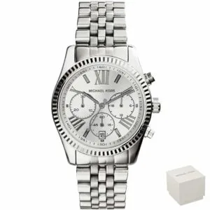 Orologio da donna Michael Kors Lexington MK5555 con cronografo in brillante finitura argento
