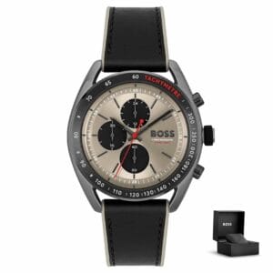 Orologio uomo Hugo Boss Centre Court 1514024 con quadrante argento-oro e confezione regalo<br>