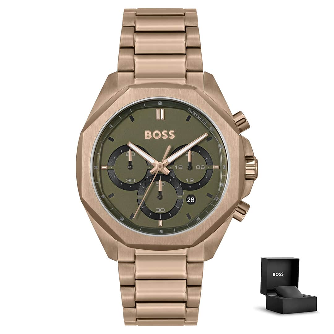 Orologio uomo Hugo Boss Cloud 1514019 con confezione regalo – cassa marrone e quadrante verde<br>