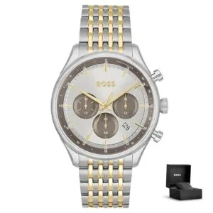 Hugo Boss Gregor 1514053 con confezione regalo – quadrante argentato con dettagli dorati