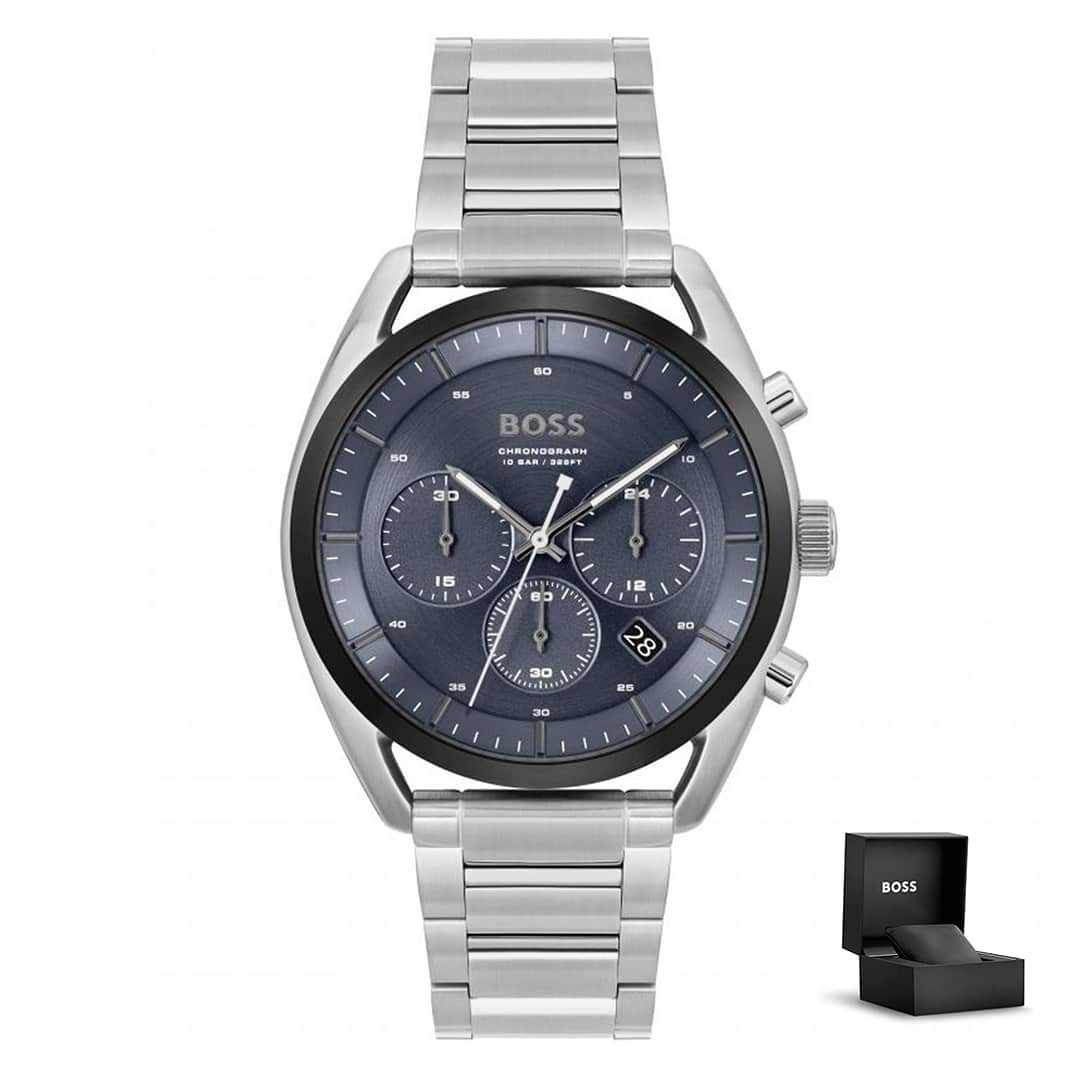 Orologio uomo Hugo Boss Top 1514093 con quadrante blu scuro e confezione regalo<br>