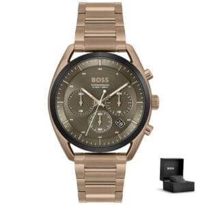 Orologio uomo Hugo Boss Top 1514094 con bracciale metallico color bronzo e confezione regalo<br>