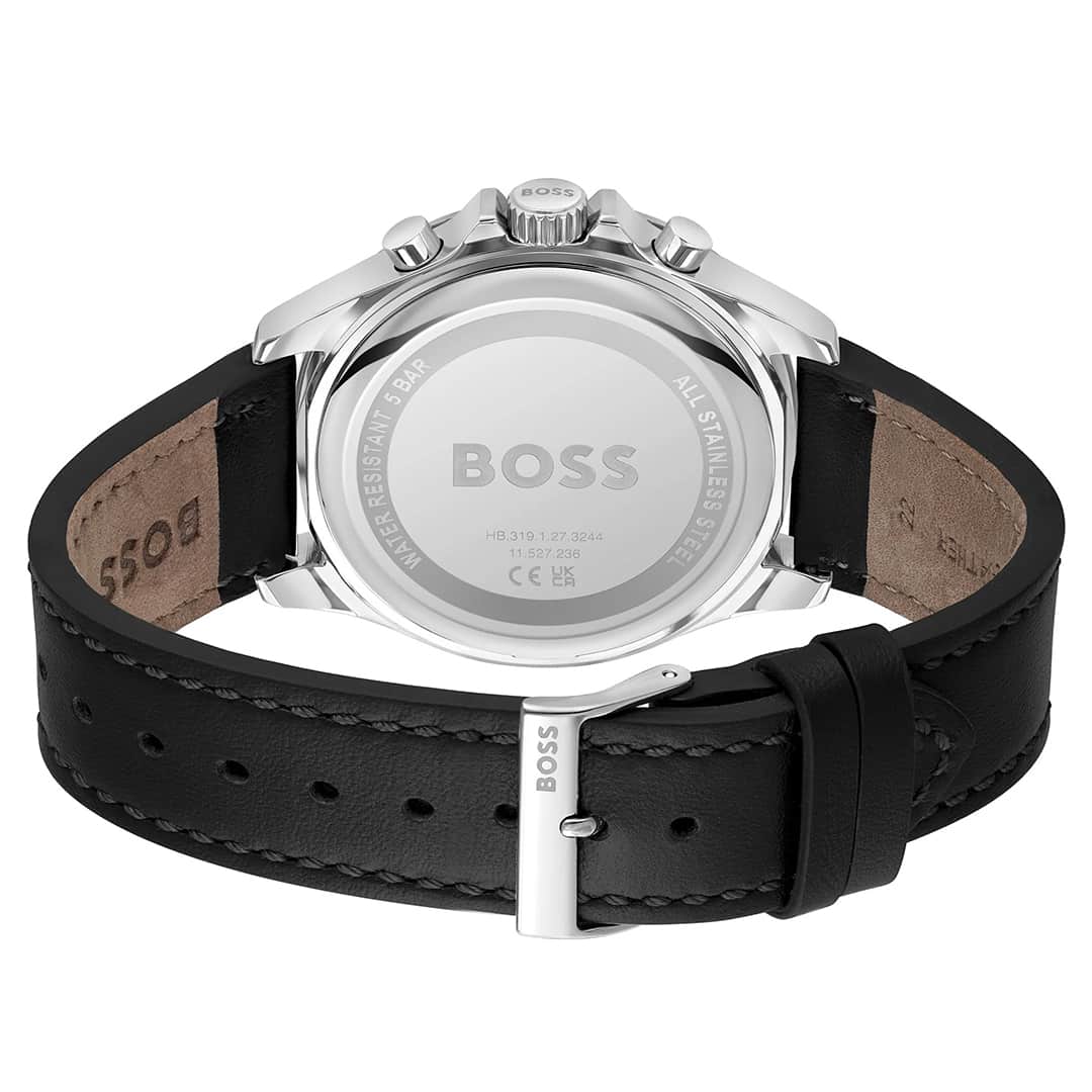 Retro dell’orologio Hugo Boss Troper 1514121 con incisione e cinturino in pelle
